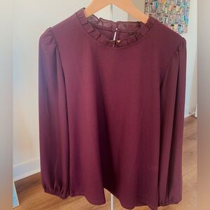 Ann Taylor Burgundy Long Sleeved Blouse